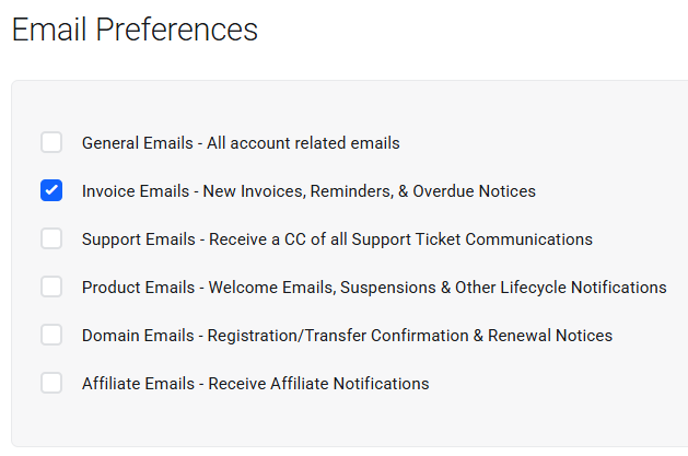 Email notification settings